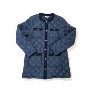 J Jill Navy Quilted Down Jacket Coat Size XS Navy